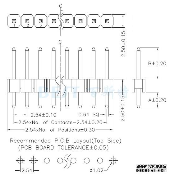 排针排母2.54排针 180°